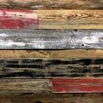 red barn wood, white barnwood, red claddings, painted barnwood