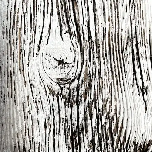  Une image en gros plan d’une planche de bois vieilli recouverte de peinture blanche. 