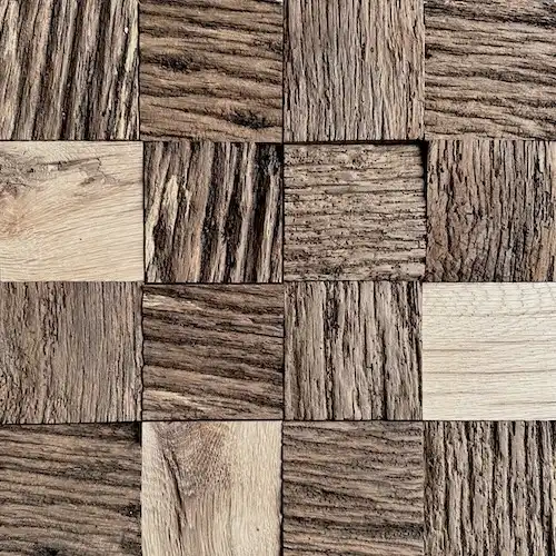  Une image en gros plan d’un mur de carreaux de bois - vieux chêne 