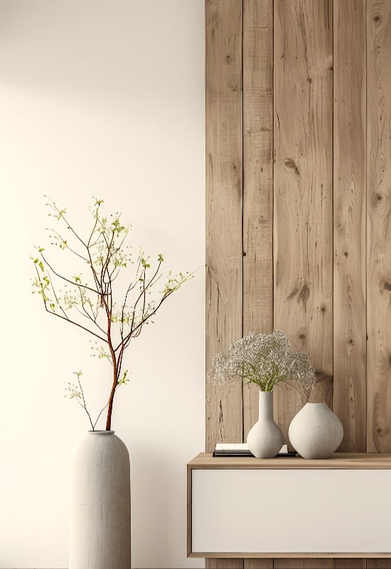 Une pile de planches de bois de vieux chêne sur fond blanc.