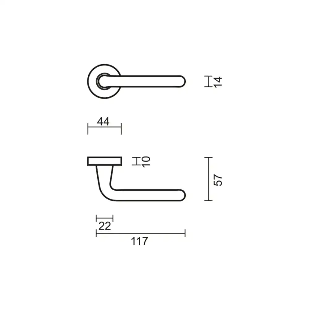  Dessin technique de deux crochets métalliques cotés, indiquant une vue latérale et frontale avec des mesures en millimètres. 