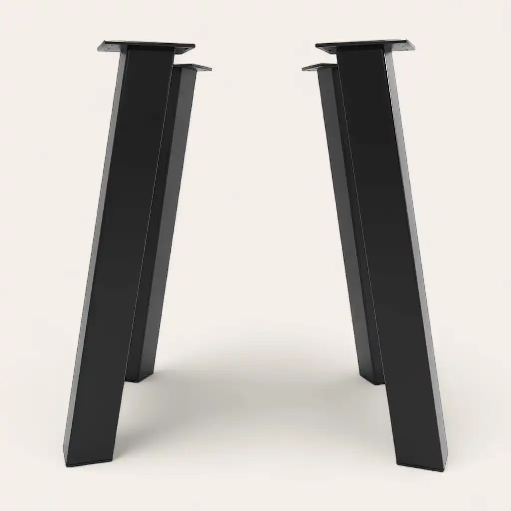  Paire de pieds de table en métal noir avec plaques de fixation. 